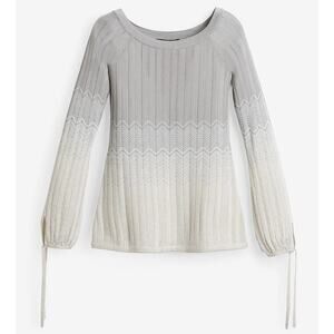 WHBM Ombre Knit Sweater in Heather Grey, White and Metalic Silver Size Small